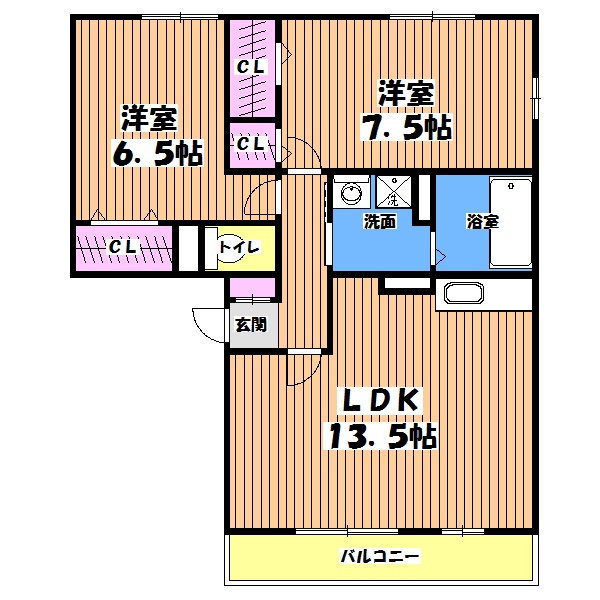 日野市旭が丘のアパートの間取り