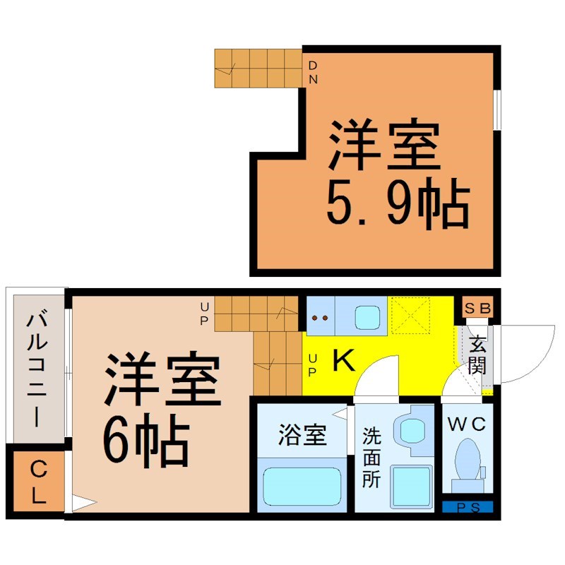 名古屋市東区百人町のアパートの間取り