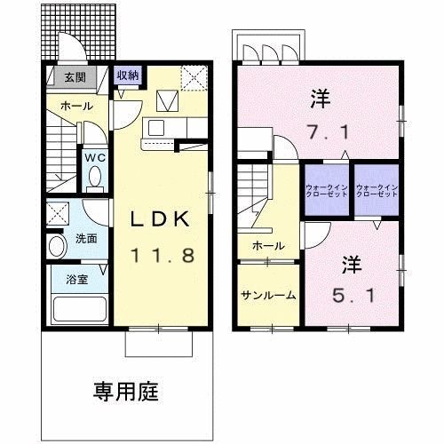 福岡市東区奈多のアパートの間取り