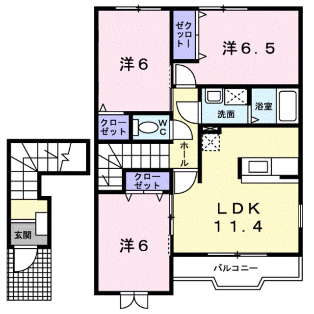 和歌山市和佐中のアパートの間取り