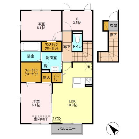 上尾市大字原市のアパートの間取り