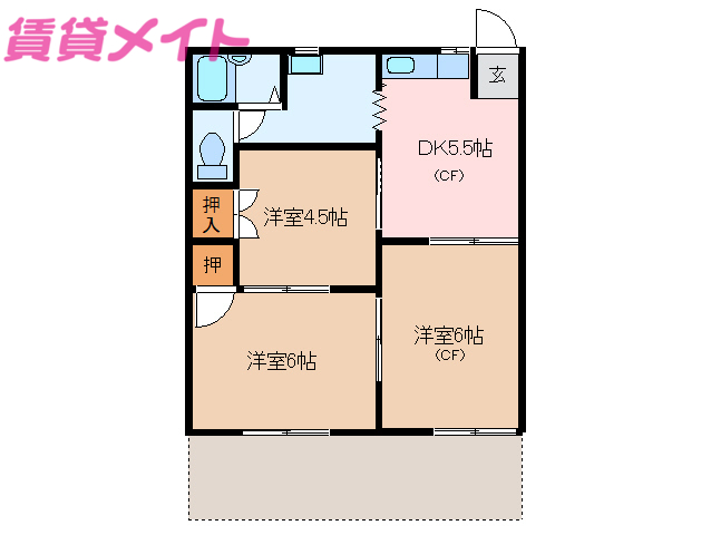 伊勢市通町のアパートの間取り