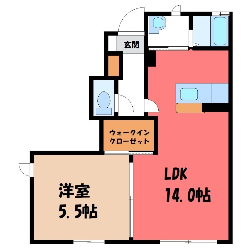 佐波郡玉村町大字福島のアパートの間取り