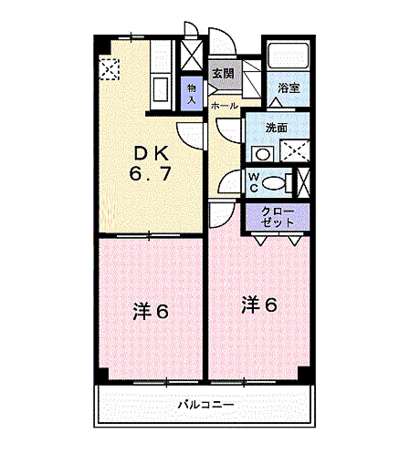 プラシードＴＳＵＫＡＳＡ　Ａ棟の間取り