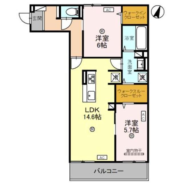 芦屋市大原町のアパートの間取り