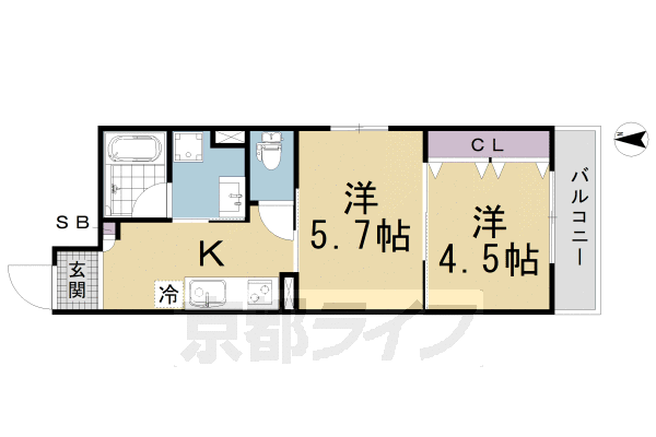 京都市下京区西玉水町のマンションの間取り