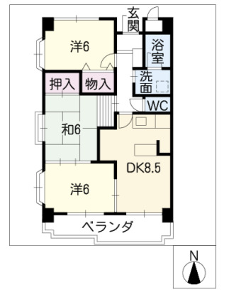 豊橋市菰口町のマンションの間取り