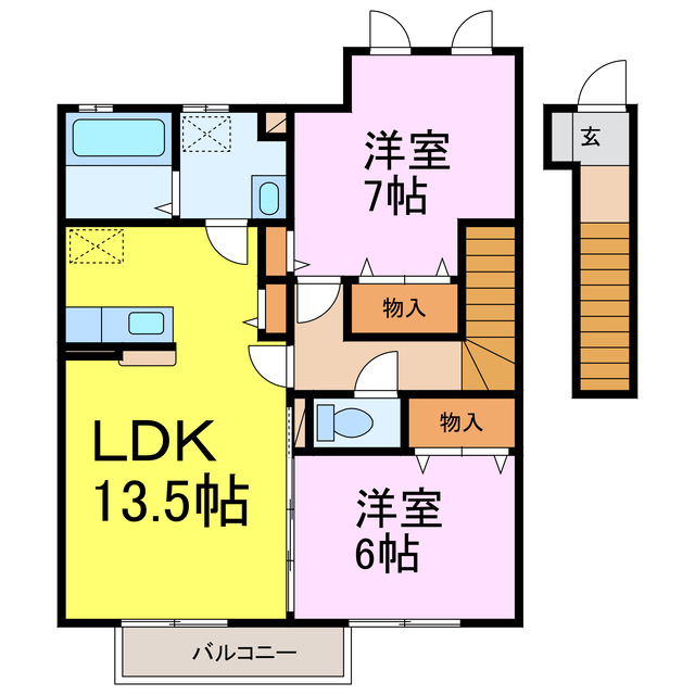 古河市上辺見のアパートの間取り