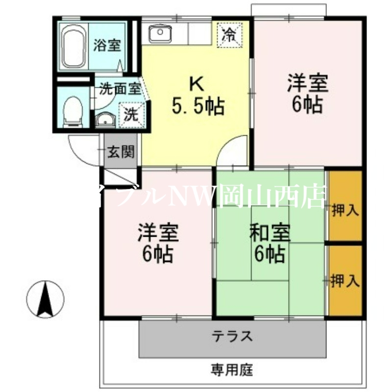 岡山市北区北長瀬本町のアパートの間取り