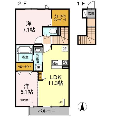 糟屋郡新宮町上府北のマンションの間取り