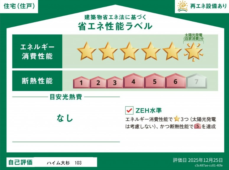 省エネ性能ラベル　★住戸ラベル★