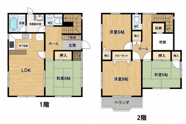 内田貸戸建の間取り写真