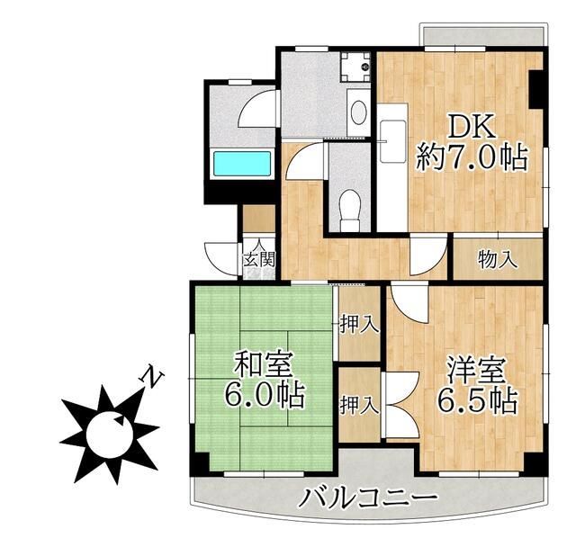 東京メトロ東西線 妙典駅 徒歩13分 3階建 築37年の間取り写真