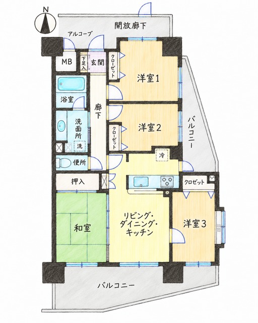 東北新幹線 郡山駅 徒歩8分 11階建 築25年の間取り写真