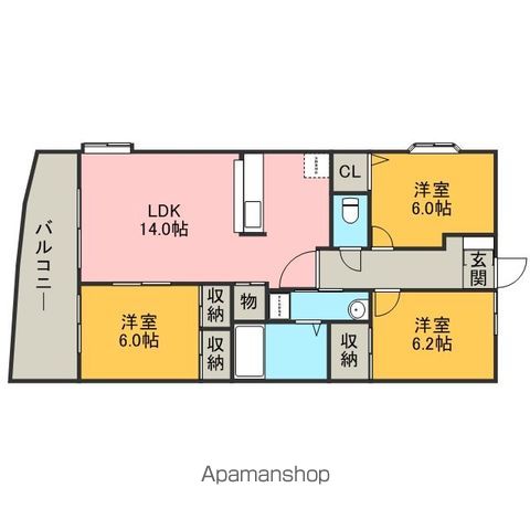 ＪＲ鹿児島本線 箱崎駅 徒歩14分 6階建 築26年の間取り写真
