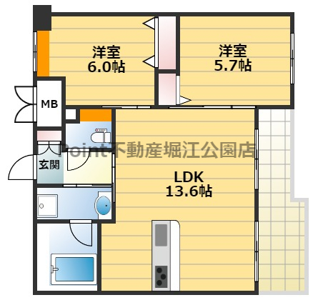 地下鉄中央線 緑橋駅 徒歩8分 4階建 築13年の間取り写真