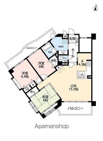 地下鉄七隈線 七隈駅 徒歩25分 6階建 築36年の間取り写真