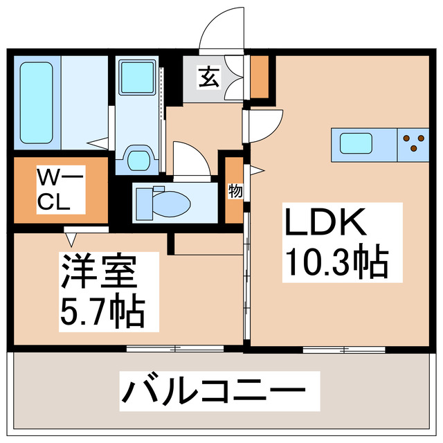 熊本市中央区黒髪のアパートの間取り