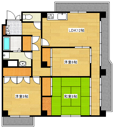 神戸市灘区大石南町のマンションの間取り