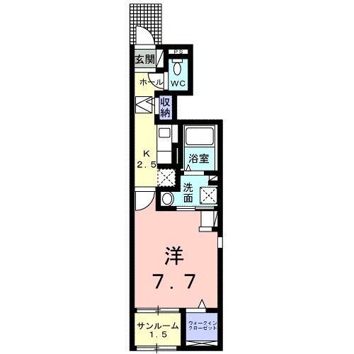 仙台市宮城野区岩切のアパートの間取り