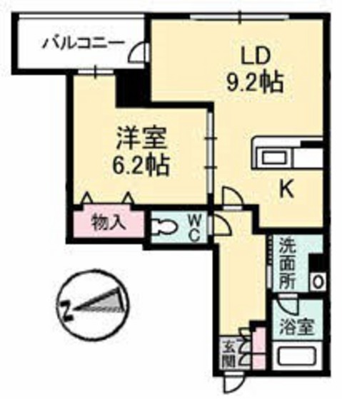 岡山市中区古京町のマンションの間取り