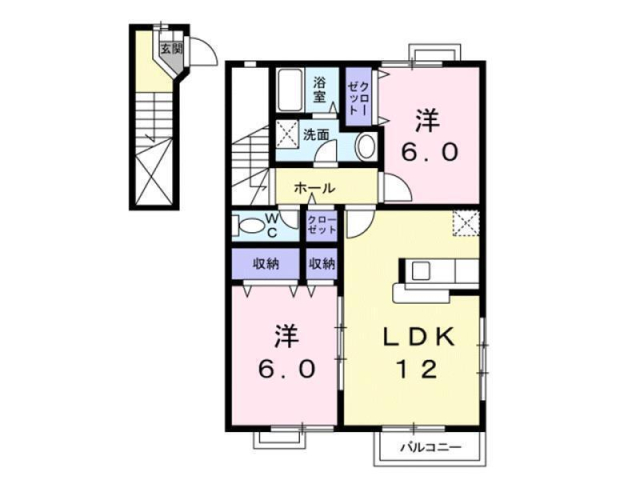 松山市溝辺町のアパートの間取り