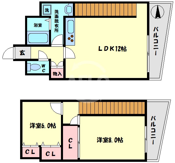 【大阪市西成区玉出西のマンションの間取り】