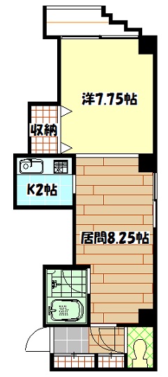 旭川市六条西のアパートの間取り