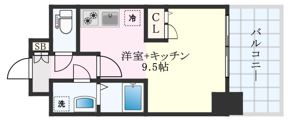 神戸市中央区筒井町のマンションの間取り