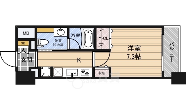 セレッソコートリバーサイドOSAKAの間取り