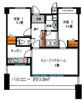 西宮市樋之池町のマンションの間取り