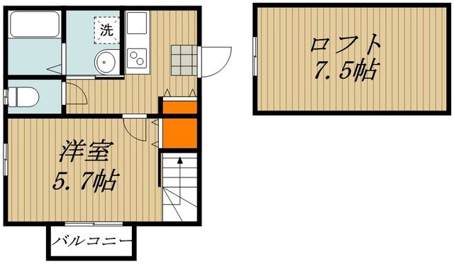 川口市鳩ヶ谷緑町のアパートの間取り