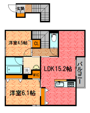 広島市安佐南区大塚西のアパートの間取り