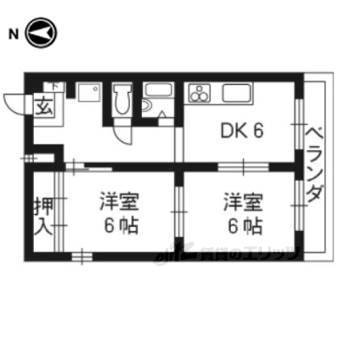 京都市右京区西京極東町のマンションの間取り