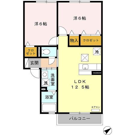 春日部市八丁目のアパートの間取り