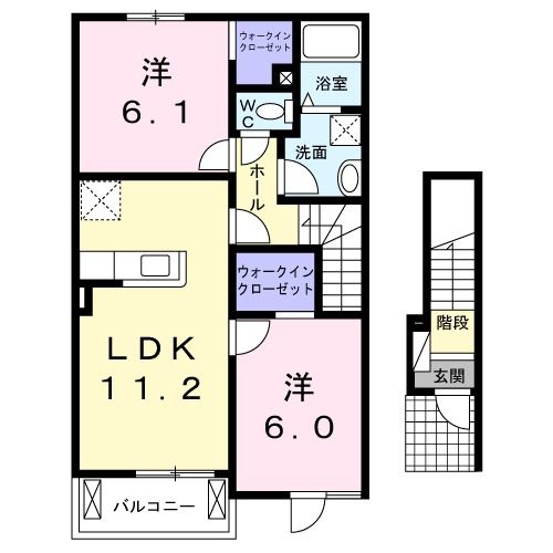 四国中央市土居町津根のアパートの間取り