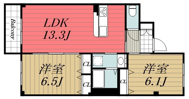 千葉市稲毛区黒砂のマンションの間取り