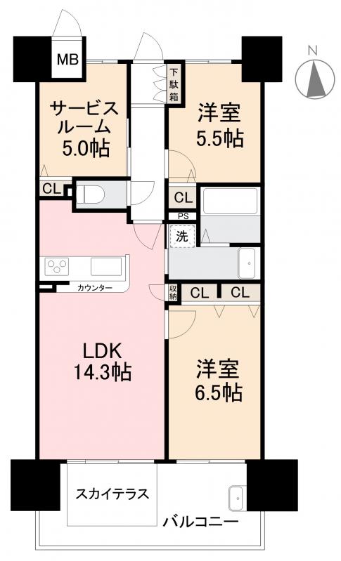 高松市松島町のマンションの間取り