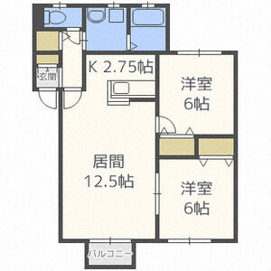 【北広島市大曲南ヶ丘のアパートの間取り】