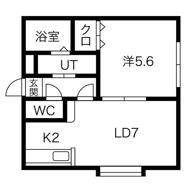 札幌市清田区清田三条のアパートの間取り