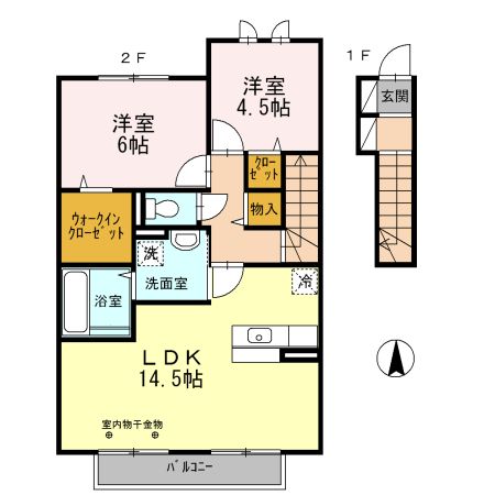 八尾市柏村町のアパートの間取り