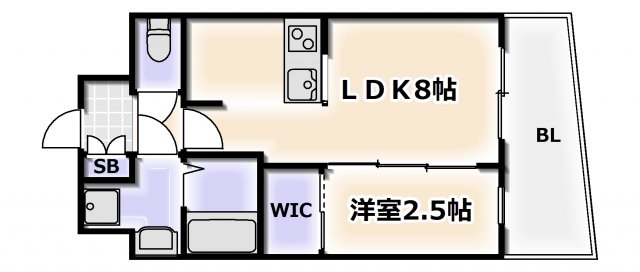 大阪市浪速区難波中のマンションの間取り