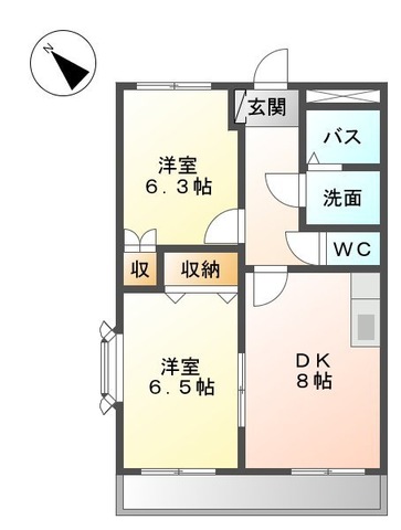 【津山市東一宮のアパートの間取り】