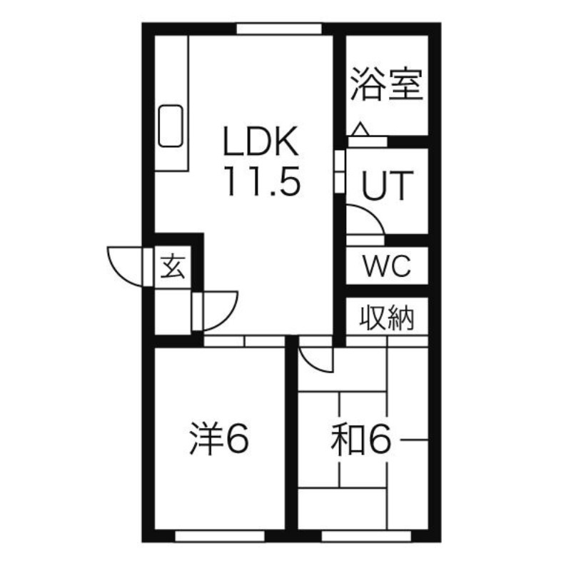 札幌市南区川沿三条のアパートの間取り