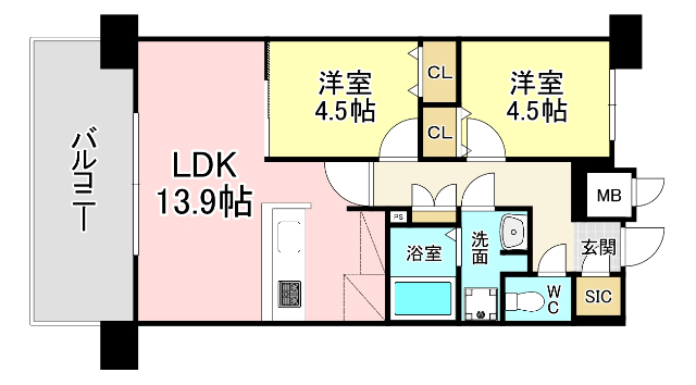 北九州市小倉北区香春口のマンションの間取り