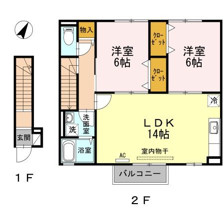 今治市立花町のアパートの間取り