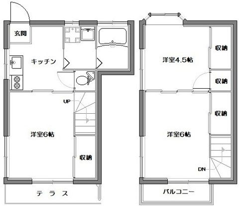 東急世田谷線 世田谷駅 徒歩4分 2階建 築38年の間取り写真