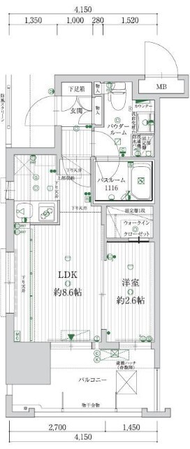 地下鉄七隈線 六本松駅 徒歩3分 13階建 築13年の間取り写真