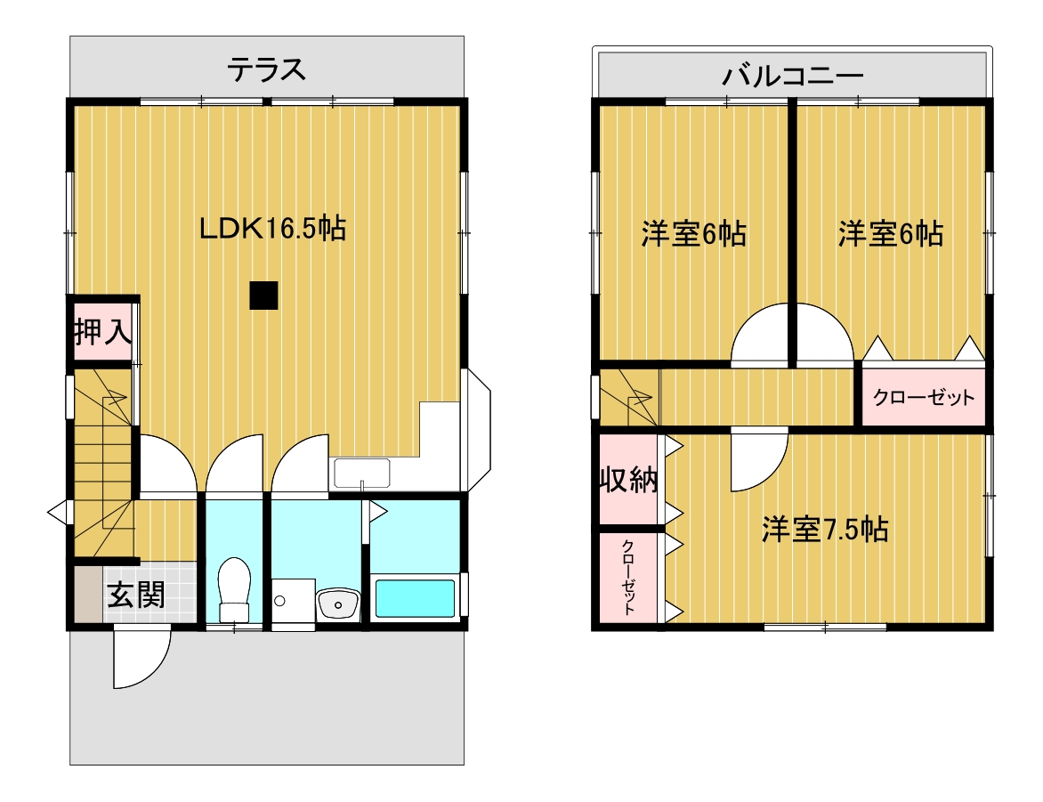 石原町貸家の間取り写真