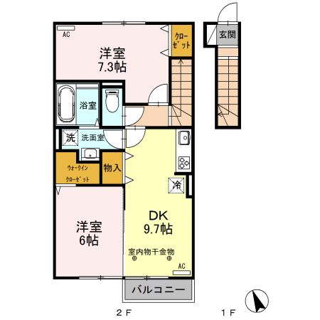 ＪＲ両毛線 駒形駅 徒歩27分 2階建 築11年の間取り写真